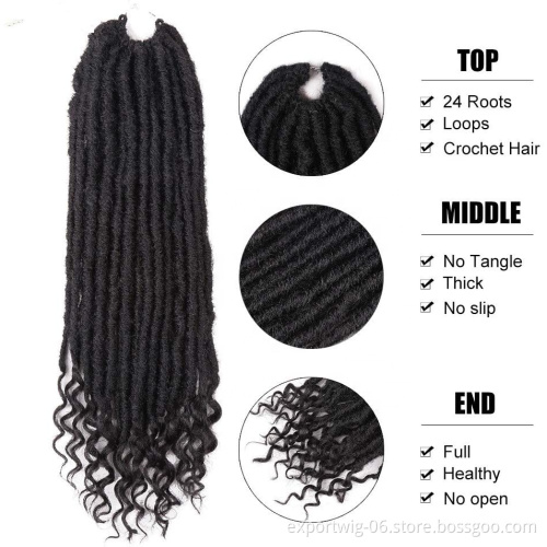 20 inch 100 gram Goddess Faux Locs Crochet Hair Soft End Natural Synthetic Braids 24 Strands Brown Extension For Women Locks